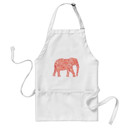 Fractal wervelolifant - koraal sinaasappel en wit standaard schort (Voorkant)