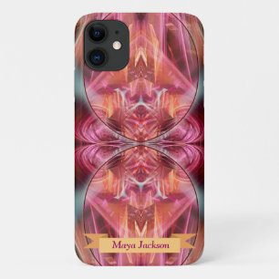 Fractal Whispers w/ Aangepaste naam iPhone 11 Hoesje