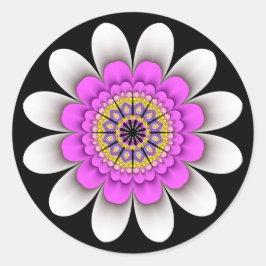 Fractal witte bloemenpower Stickers