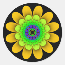 Fractal Yellow Flower Power Stickers