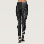 Fractal Zwart Wit Metaal Nautilus Swirl Leggings (Achterkant)