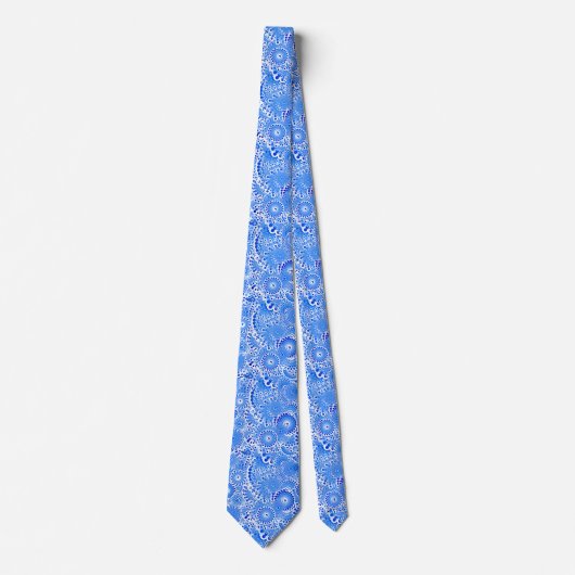 Fractal zwenkpatroon, blauw en wit stropdas (Voorkant)