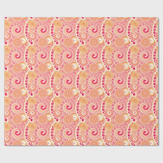 Fractal zwenkpatroon, koraal, perzik cadeaupapier (Vlak)