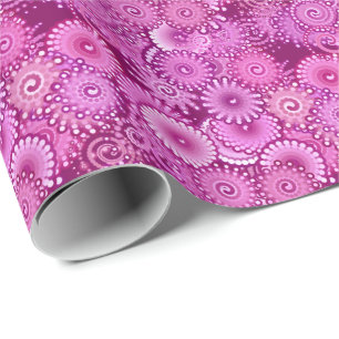 Fractal zwenkpatroon, paars, roze, pruimen, lila cadeaupapier