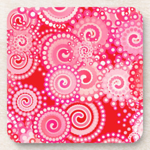 Fractal zwenkpatroon, rood en warm roze bier onderzetter