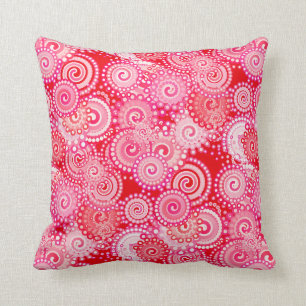 Fractal zwenkpatroon, rood en warm roze kussen
