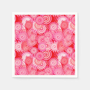 Fractal zwenkpatroon, rood en warm roze servet
