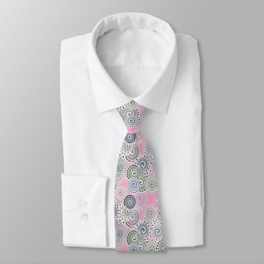Fractal zwenkpatroon, roze en grijs stropdas (Gebonden)