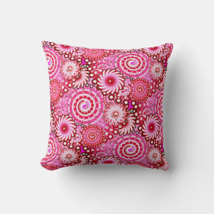 Fractal zwenkpatroon, roze en maroon kussen