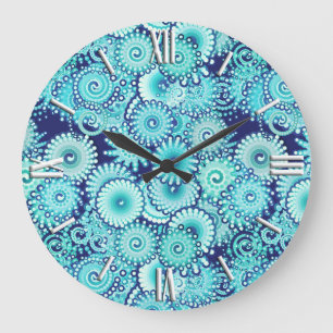 Fractal zwenkpatroon, schaduwen van denimblauw grote klok