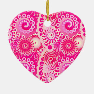 Fractal zwenkpatroon, schaduwen van fuchsia roze keramisch ornament