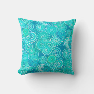 Fractal zwenkpatroon, schaduwen van oceaanblauw kussen