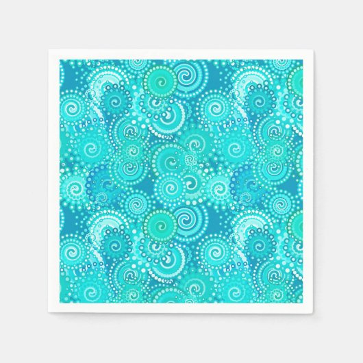 Fractal zwenkpatroon, schaduwen van oceaanblauw servetten (Voorkant)