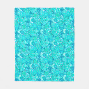 Fractal zwenkpatroon, schaduwen van turkooise fleece deken