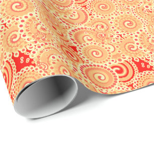 Fractal zwenkpatroon, schoppen van koraal sinaasap cadeaupapier