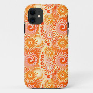 Fractal zwenkpatroon, schoppen van koraal sinaasap iPhone 11 hoesje