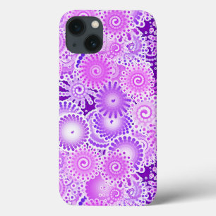 Fractal zwenkpatroon, schoppen van paars iPhone 13 hoesje