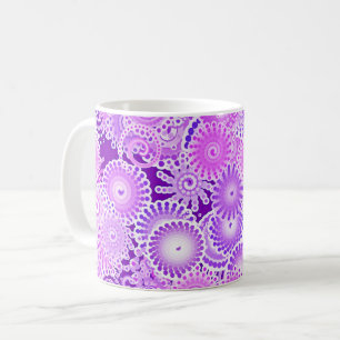 Fractal zwenkpatroon, schoppen van paars koffiemok