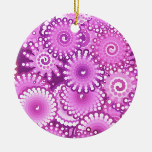 Fractal zwenkpatroon, schoppen van pruimen en viol keramisch ornament