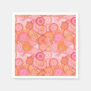 Fractal zwirl patroon, koraal en roze servet