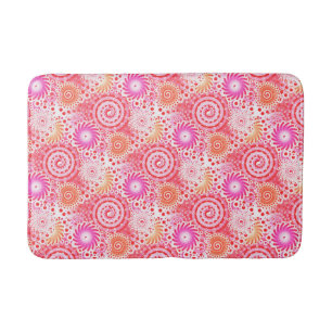 Fractal zwirl patroon, koraal, roze en crème badmat