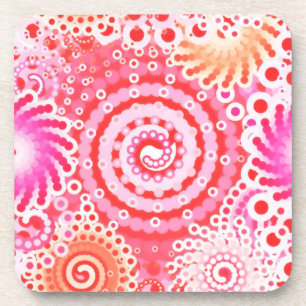 Fractal zwirl patroon, koraal, roze en crème bier onderzetter