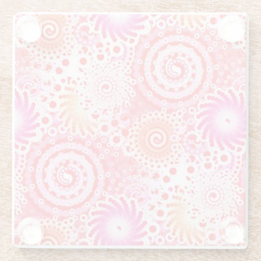 Fractal zwirl patroon, koraal, roze en crème glazen onderzetter (Achterkant)