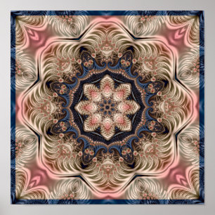 Fractale Bloem Kaleidoscoop Poster