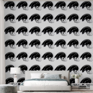 Fractale Canvas Print met Witte en Zwarte Kleuren Behang