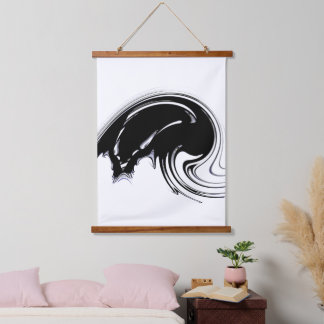 Fractale Canvas Print met Witte en Zwarte Kleuren Hangend Wandkleed