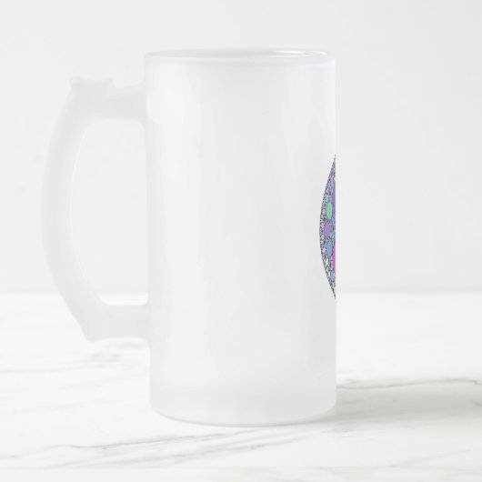 Fractale cirkels in Paarse roze blauw groen Matglas Bierpul (Links)