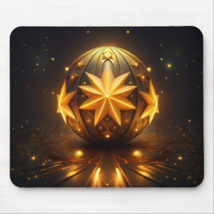 Fractale Fantasie Bronzen Bol Gouden Sterren  Muismat