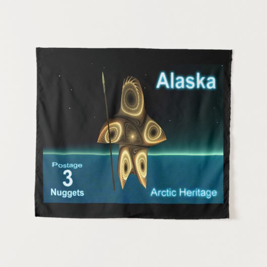 Fractale Inuit-jager - Alaska Postzegel Wandkleed (Voorkant (horizontaal))