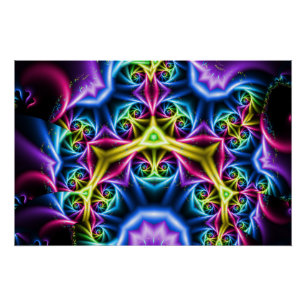 Fractale Kaleidoscoop Kunst Psychedelische Neon Ma Perfect Poster