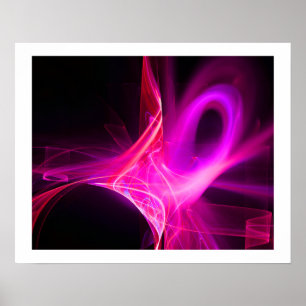 FRACTALE KRULLEN IN FUCHSIA ROZE PAARS Abstract Poster