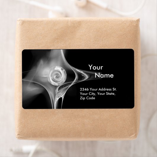 FRACTALE ROOS 1 zwart-wit Etiket (Insitu)