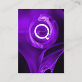 FRACTALE ROOS 4 MONOGRAM helder blauw paars zwart Visitekaartje (Achterkant)