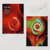 FRACTALE ROOS 4 MONOGRAM helder rood groen Visitekaartje (Voorkant / Achterkant)