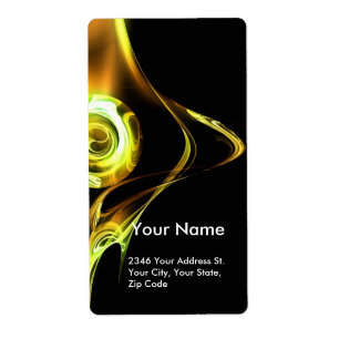 FRACTALE ROOS Geel Bruin Zwart Etiket