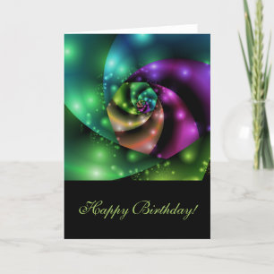 Fractale rose cosmique - carte d'anniversaire