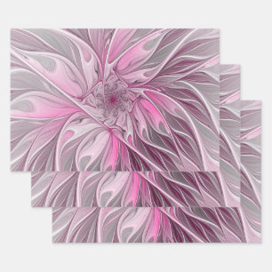 Fractale roze bloem droom, bloemig fantasiepatroon inpakpapier vel