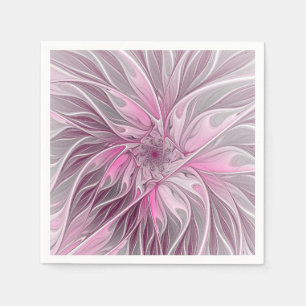 Fractale roze bloemendroom, bloemig fantasiepatroo servet