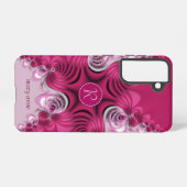 Fractale roze wervelingen monogram samsung galaxy hoesje (Achterkant horizontaal)