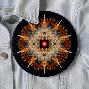 Fractale stervormige ornament met weerhaken ronde button 6,0 cm