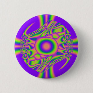 Fractale warp paars groen psychedelisch ronde button 5,7 cm