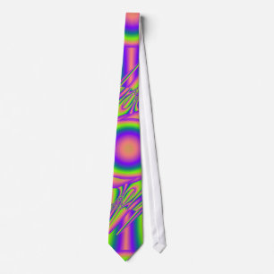 Fractale warp paars groen psychedelisch stropdas