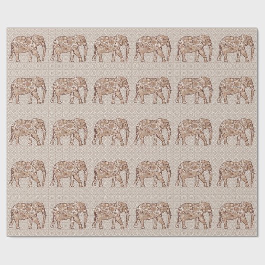 Fractale wervelolifant - bruin en taupe cadeaupapier (Vlak)