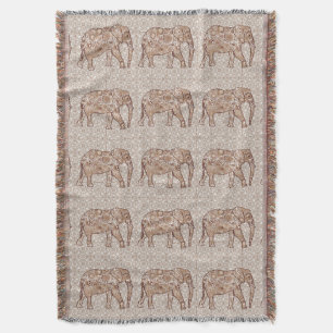Fractale wervelolifant - bruin en taupe deken