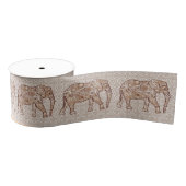 Fractale wervelolifant - bruin en taupe grosgrain lint (Spoel)