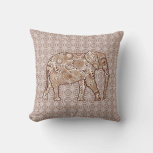 Fractale wervelolifant - bruin en taupe kussen